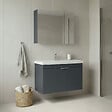 HABITAT ET JARDIN - Ensemble Meuble Vasque avec Miroir (2 Pièces) "Desna 80" - 80 x 45 x 58 cm - Matte Anthracite - vignette