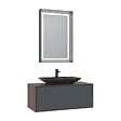 HABITAT ET JARDIN - Ensemble Meuble Vasque avec Miroir (2 Pièces) "Craft 100" - 100 x 50 x 40 cm - Walnut / Anthracite - vignette