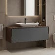 HABITAT ET JARDIN - Meuble Vasque "Craft 120" - 120 x 50 x 40 cm - Walnut / Anthracite - vignette
