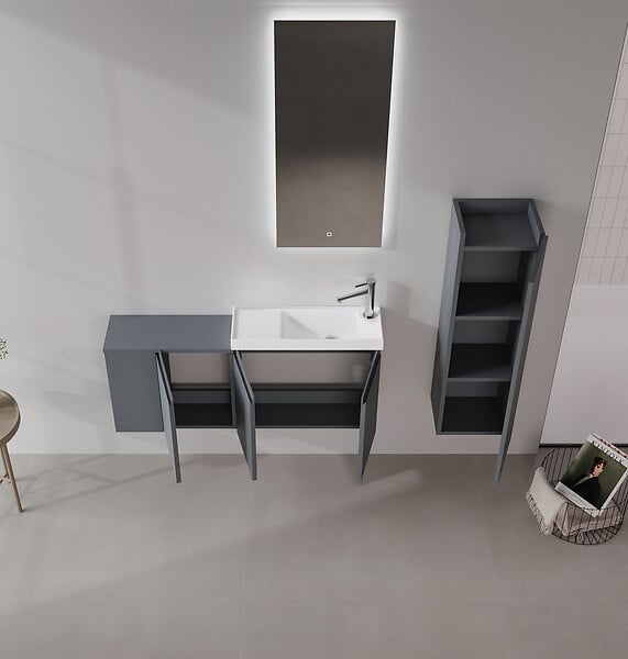 HABITAT ET JARDIN - Meuble Vasque "Ferla 110" - 110 x 22 x 45 cm - Matte Anthracite - large