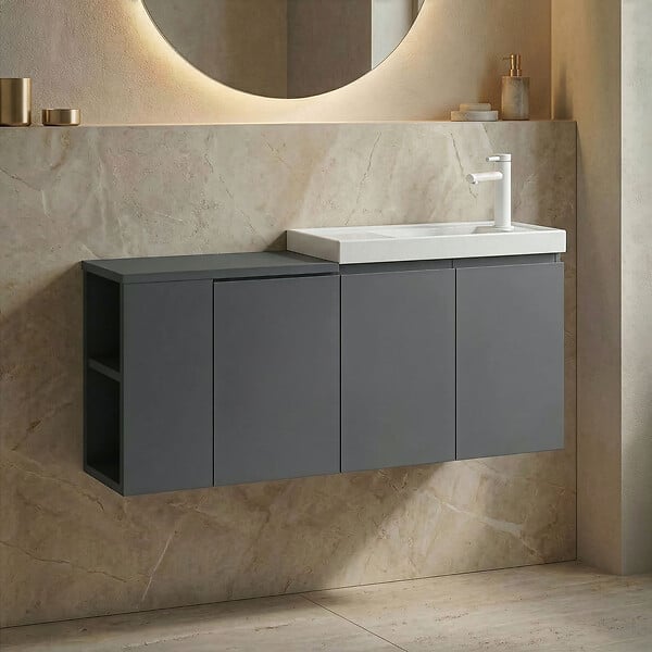 HABITAT ET JARDIN - Meuble Vasque "Ferla 110" - 110 x 22 x 45 cm - Matte Anthracite - large