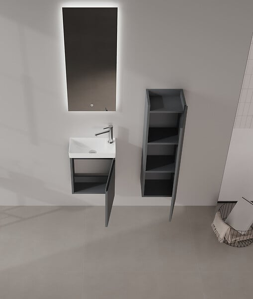HABITAT ET JARDIN - Meuble Vasque "Ferla 40" - 40 x 22 x 50 cm - Matte Anthracite - large