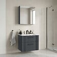 HABITAT ET JARDIN - Ensemble Meuble Vasque avec Miroir (2 Pièces) "Bari 65 v2" - 65 x 45 x 55 cm - Matte Anthracite - vignette