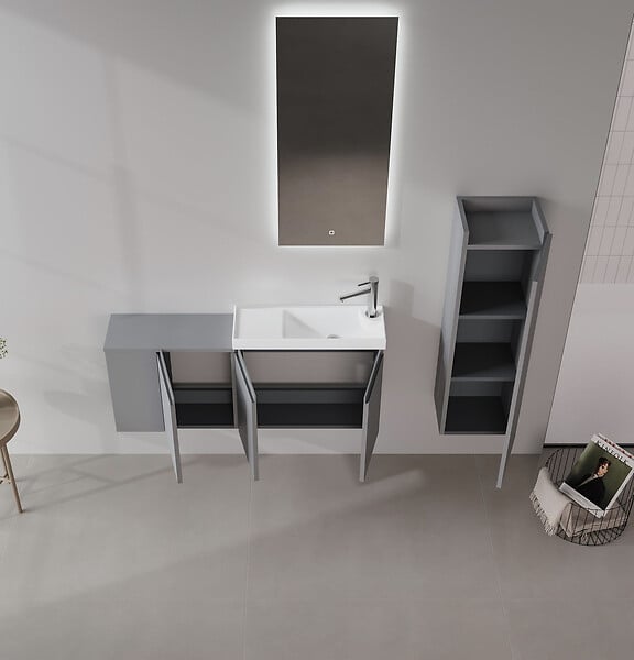 HABITAT ET JARDIN - Meuble Vasque "Ferla 110" - 110 x 22 x 45 cm - Matte Grey - large