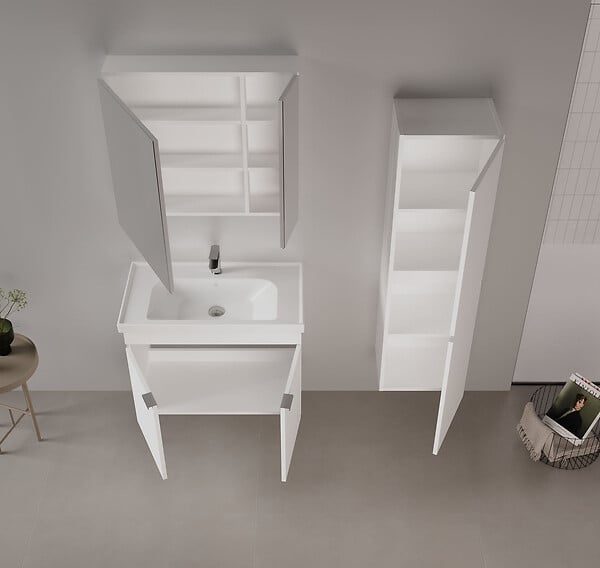 HABITAT ET JARDIN - Ensemble Meuble Vasque avec Miroir (2 Pièces) "Desna 80" - 80 x 45 x 58 cm - Matte White - large