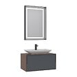 HABITAT ET JARDIN - Ensemble Meuble Vasque avec Miroir (2 Pièces) "Craft 80" - 60 x 50 x 40 cm - Walnut / Anthracite / White - vignette