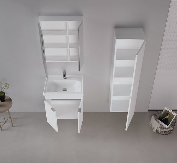 HABITAT ET JARDIN - Ensemble Meuble Vasque avec Miroir (2 Pièces) "Desna 60" - 60 x 45 x 58 cm - Matte White - large