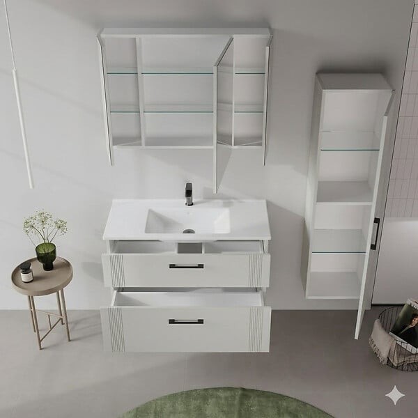 HABITAT ET JARDIN - Meuble Vasque "Bari 100 v2" - 100 x 45 x 55 cm - Matte Cashmere - large