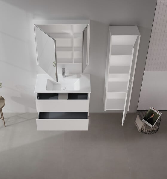 HABITAT ET JARDIN - Ensemble Meuble Vasque avec Miroir (2 Pièces) "Arno 85" - 85 x 45 x 52 cm - White - large