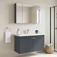 HABITAT ET JARDIN - Ensemble Meuble Vasque avec Miroir (2 Pièces) "Desna 100" - 100 x 45 x 58 cm - Matte Anthracite - vignette