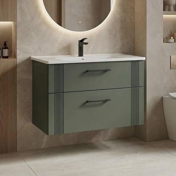 HABITAT ET JARDIN - Meuble Vasque "Bari 85 v2" - 85 x 45 x 55 cm - Matte Green - large
