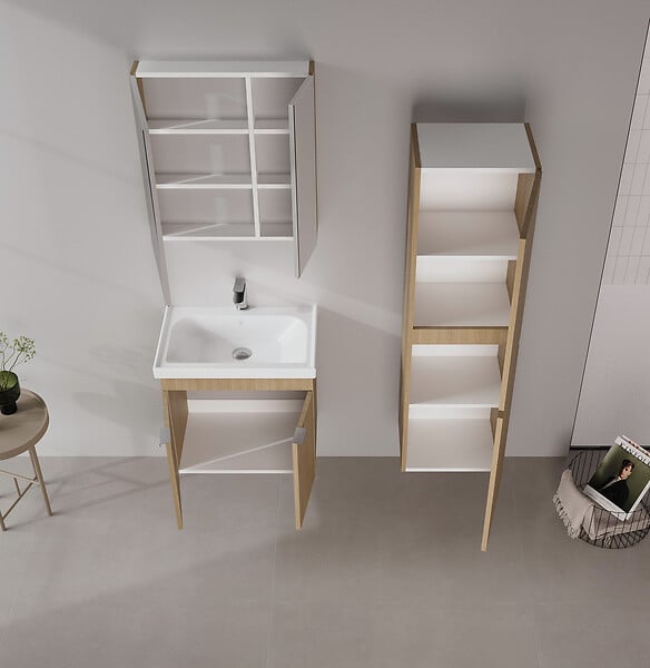HABITAT ET JARDIN - Meuble Vasque "Desna 60" - 60 x 45 x 58 cm - Sonomo Oak - large