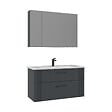 HABITAT ET JARDIN - Ensemble Meuble Vasque avec Miroir (2 Pièces) "Bari 100 v2" - 100 x 45 x 55 cm - Matte Anthracite - vignette
