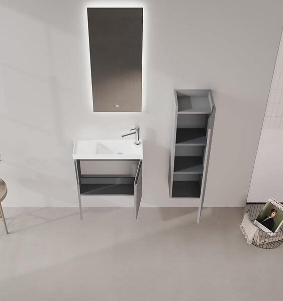 HABITAT ET JARDIN - Ensemble Meuble Vasque avec Miroir (2 Pièces) "Ferla 60" - 60 x 22 x 50 cm - Matte Grey - large