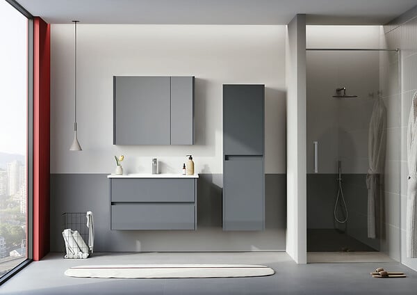 HABITAT ET JARDIN - Ensemble Meuble Vasque avec Miroir (2 Pièces) "Arno 85" - 85 x 45 x 52 cm - Grey - large