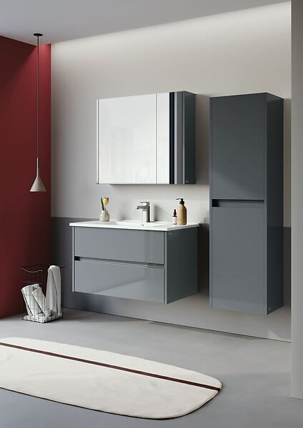 HABITAT ET JARDIN - Ensemble Meuble Vasque avec Miroir (2 Pièces) "Arno 85" - 85 x 45 x 52 cm - Grey - large