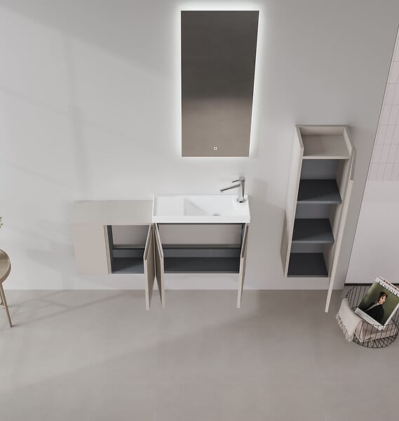 HABITAT ET JARDIN - Ensemble Meuble Vasque avec Miroir (2 Pièces) "Ferla 110" - 110 x 22 x 45 cm - Matte Mink - large