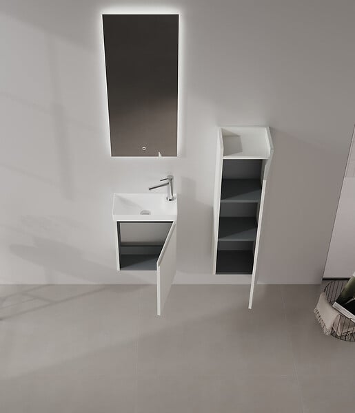 HABITAT ET JARDIN - Ensemble Meuble Vasque avec Miroir (2 Pièces) "Ferla 40" - 40 x 22 x 50 cm - Matte Cashmere - large