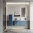HABITAT ET JARDIN - Ensemble Meuble Vasque avec Miroir (2 Pièces) "Ferla 110" - 110 x 22 x 45 cm - Matte Blue - vignette