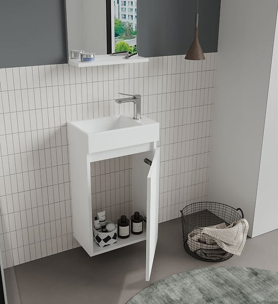 HABITAT ET JARDIN - Ensemble Meuble Vasque avec Miroir (2 Pièces) "Conza 45" - 45 x 26 x 75 cm - White - large
