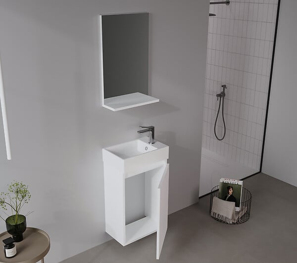 HABITAT ET JARDIN - Ensemble Meuble Vasque avec Miroir (2 Pièces) "Conza 45" - 45 x 26 x 75 cm - White - large