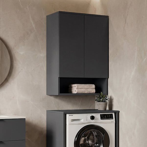 HABITAT ET JARDIN - Armoire de Salle de Bain "Bosco Lume 70" - 70 x 36 x 100 cm - Matte Anthracite - large