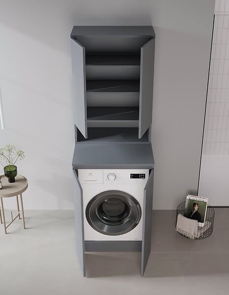HABITAT ET JARDIN - Armoire de Salle de Bain "Bosco Lume 70" - 70 x 36 x 100 cm - Matte Anthracite - large