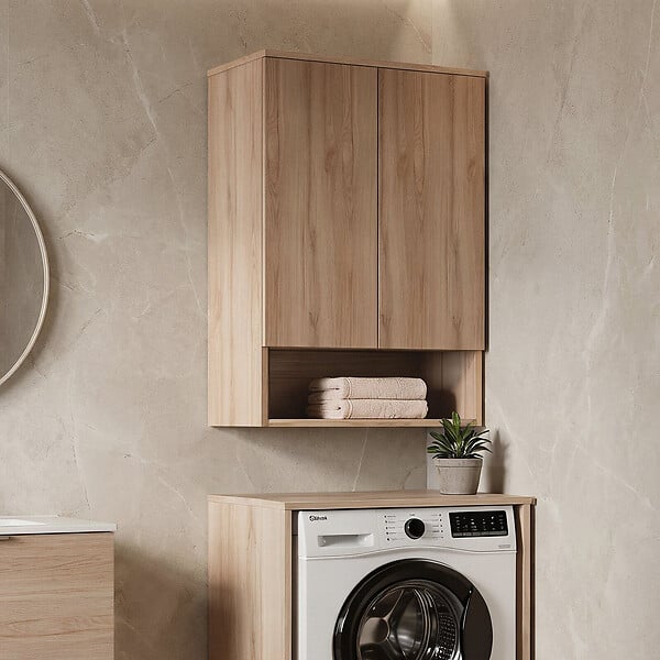 HABITAT ET JARDIN - Armoire de Salle de Bain "Bosco Lume 70" - 70 x 36 x 100 cm - Oak - large