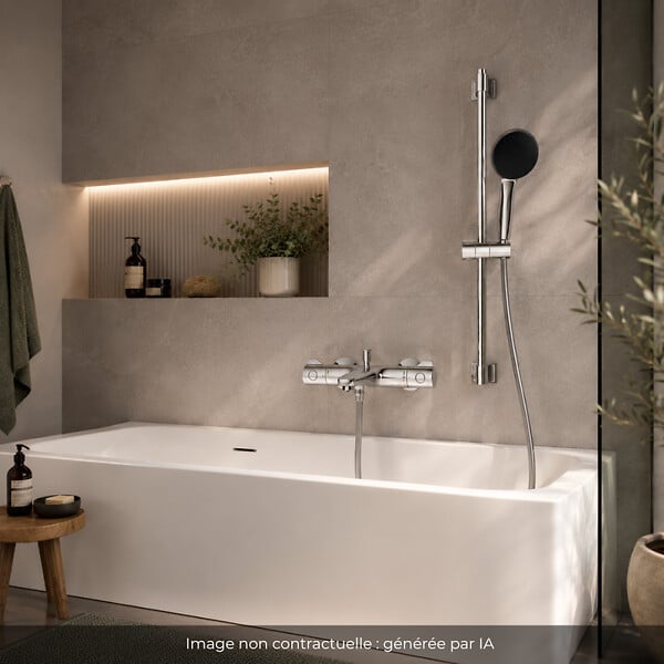 GROHE - PACK Mitigeur thermostatique bain douche + pommeau de douche + Barre de douche + flexible Grotherm 800 et Tempesta - large