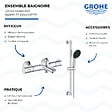 GROHE - PACK Mitigeur thermostatique bain douche + pommeau de douche + Barre de douche + flexible Grotherm 800 et Tempesta - vignette