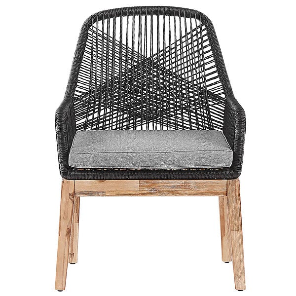 BELIANI - Lot de 2 chaises de jardin avec coussins OLBIA Matière synthétique Noir - large