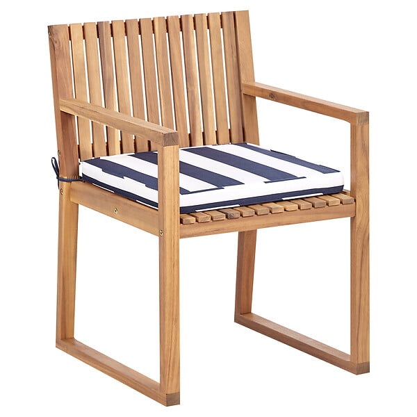 BELIANI - Lot de 8 chaises de jardin avec coussins SASSARI II Bois d'acacia certifié Bleu marine - large