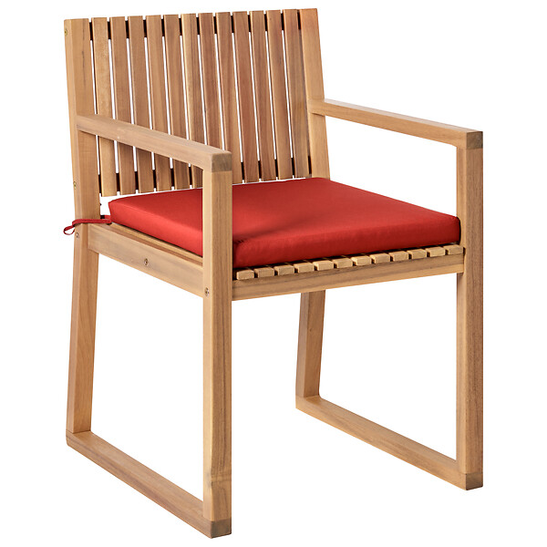 BELIANI - Lot de 2 chaises de jardin avec coussins SASSARI PREMIUM Bois d'acacia certifié Rouge - large