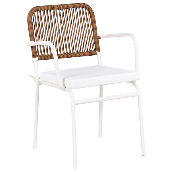 BELIANI - Lot de 8 chaises de jardin avec coussins TACENO Métal Blanc - large