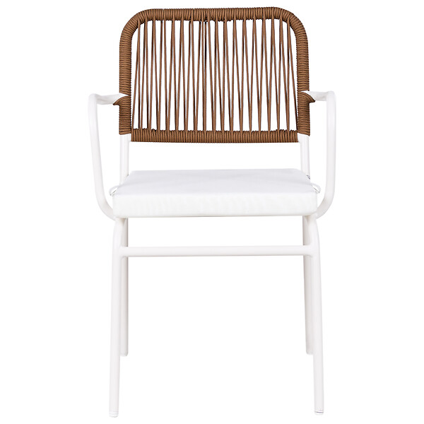 BELIANI - Lot de 8 chaises de jardin avec coussins TACENO Métal Blanc - large