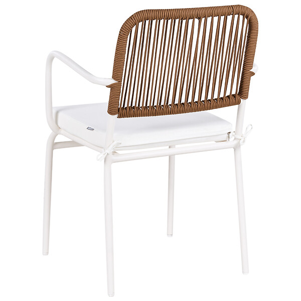 BELIANI - Lot de 8 chaises de jardin avec coussins TACENO Métal Blanc - large
