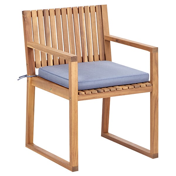 BELIANI - Lot de 8 chaises de jardin avec coussins SASSARI II Bois d'acacia certifié Bleu - large