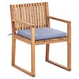 BELIANI - Lot de 8 chaises de jardin avec coussins SASSARI II Bois d'acacia certifié Bleu - vignette