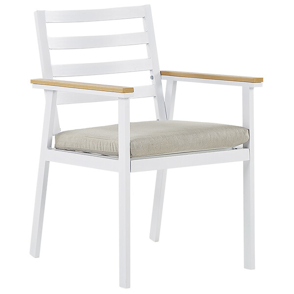 BELIANI - Lot de 4 chaises de jardin avec coussins CAVOLI Métal Beige - large