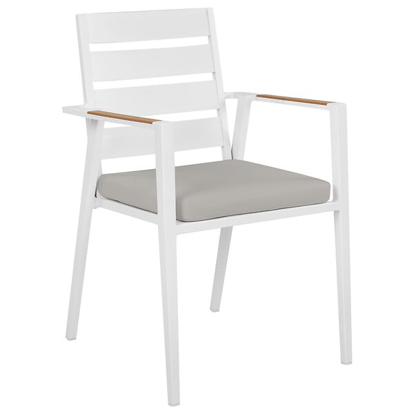 BELIANI - Lot de 4 chaises de jardin avec coussins TAVIANO Métal Gris - large