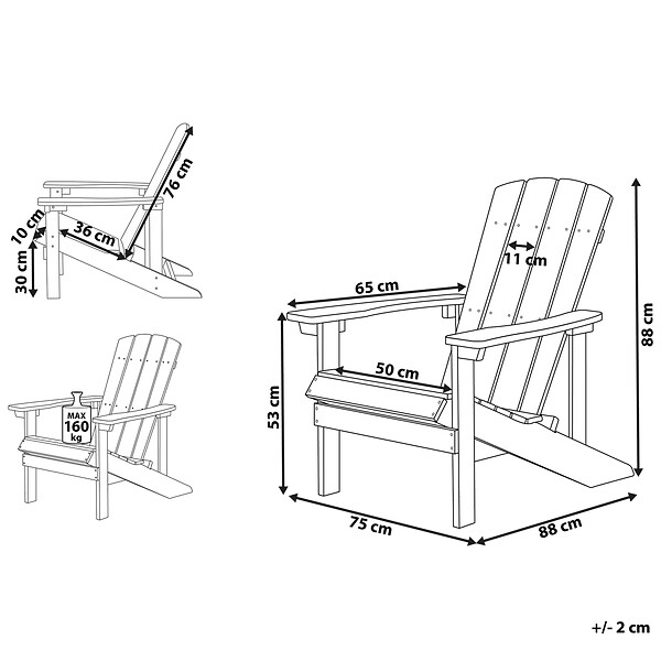 BELIANI - Chaise de jardin ADIRONDACK Rose - large