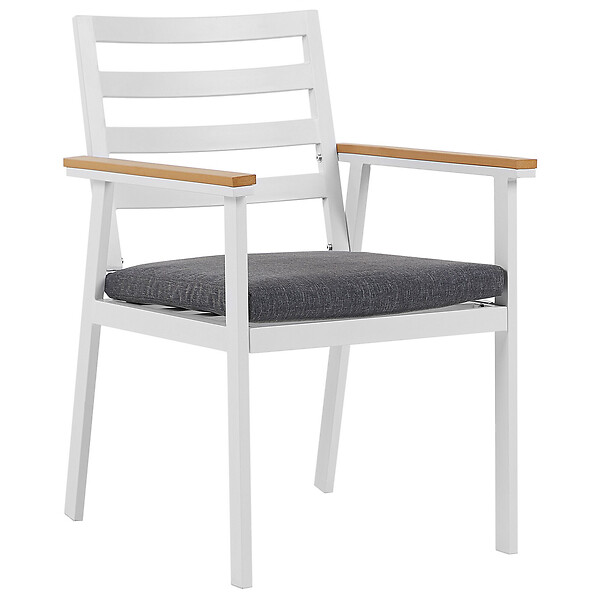 BELIANI - Lot de 4 chaises de jardin avec coussins CAVOLI Métal Gris - large