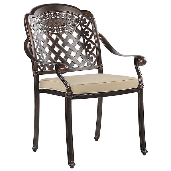 BELIANI - Lot de 4 chaises de jardin avec coussins MANFRIA Métal Marron foncé - large
