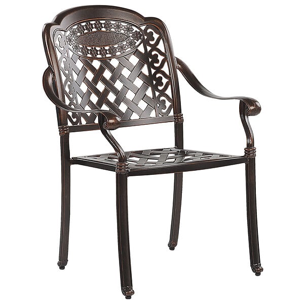 BELIANI - Lot de 4 chaises de jardin avec coussins MANFRIA Métal Marron foncé - large