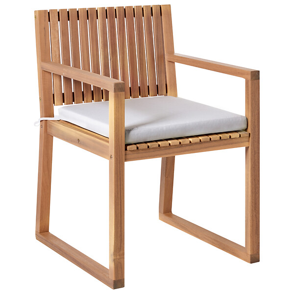 BELIANI - Lot de 2 chaises de jardin avec coussins SASSARI PREMIUM Bois d'acacia certifié Gris clair - large