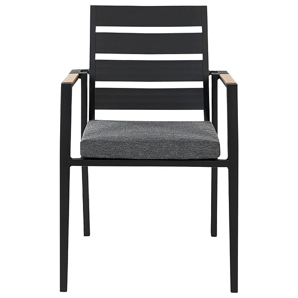 BELIANI - Lot de 6 chaises de jardin avec coussins TAVIANO Métal Noir - large