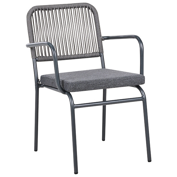 BELIANI - Lot de 8 chaises de jardin avec coussins TACENO Métal Gris - large
