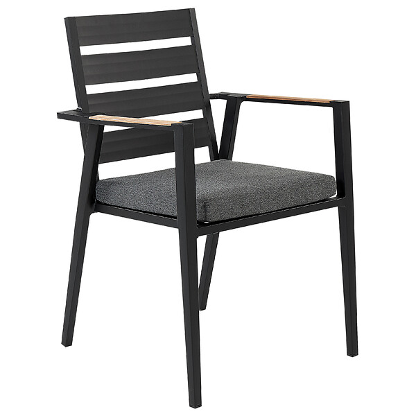 BELIANI - Lot de 4 chaises de jardin avec coussins TAVIANO Métal Noir - large