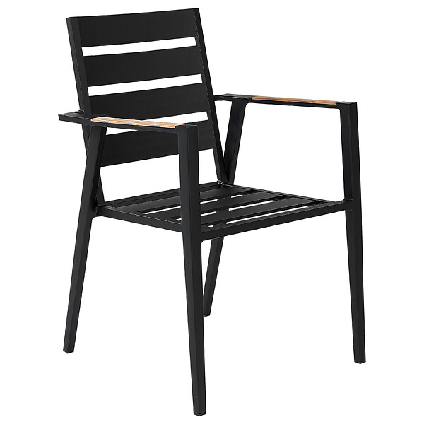 BELIANI - Lot de 4 chaises de jardin avec coussins TAVIANO Métal Noir - large