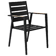 BELIANI - Lot de 4 chaises de jardin avec coussins TAVIANO Métal Noir - vignette